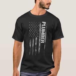 VS-vlag loodgieter Amerikaanse vlag spreuken T-shirt