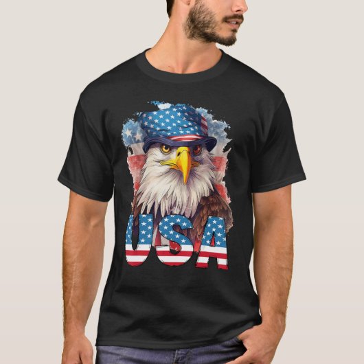 VS Vlag Majestic Eagle 4 juli Onafhankelijkheid D T-shirt (Voorkant)