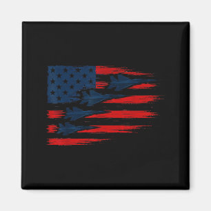 VS-vlag met gevechtsvliegtuigen Patriottische vlie Magneet