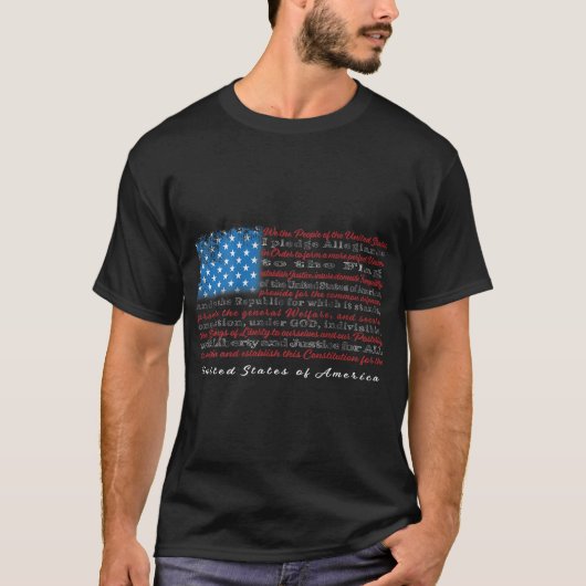 VS vlag met grondwet preambule en toezegging van e T-shirt (Voorkant)