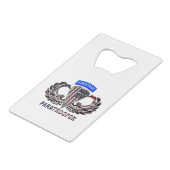 VS-vlag met luchtvleugels en paratroopers Creditkaart Flessenopener (Achterkant Gekanteld)