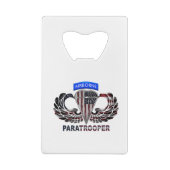 VS-vlag met luchtvleugels en paratroopers Creditkaart Flessenopener (Achterkant)