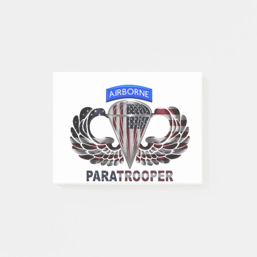 VS-vlag met luchtvleugels en paratroopers Post-it® Notes (Voorkant)