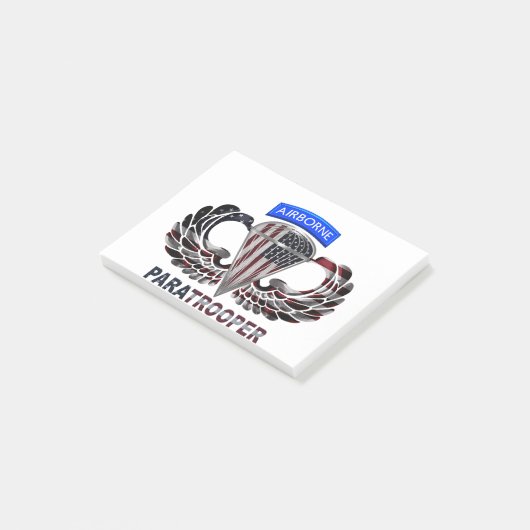 VS-vlag met luchtvleugels en paratroopers Post-it® Notes (Schuin)