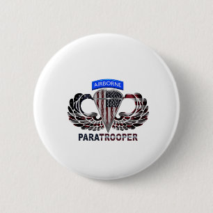 VS-vlag met luchtvleugels en paratroopers Ronde Button 5,7 Cm