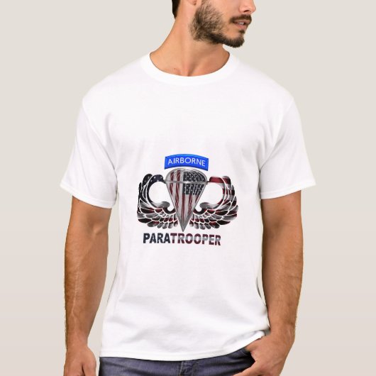 VS-vlag met luchtvleugels en paratroopers T-shirt (Voorkant)