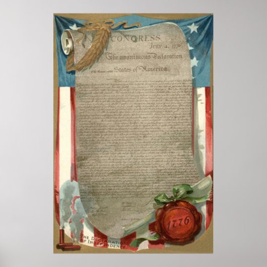 VS Vlag Onafhankelijkheidsverklaring 1776 Poster (Voorkant)