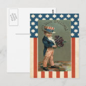 VS Vlag Oom Sam Jongen Viooltjes Briefkaart (Voorkant / Achterkant)