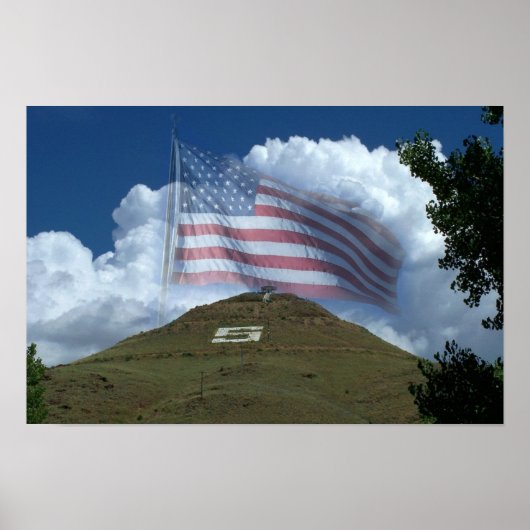 VS vlag over Tenderfoot Hill Poster (Voorkant)