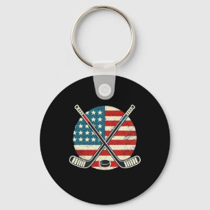 Vs-vlag patriottische Amerikaanse hockeyspeler ijs Sleutelhanger