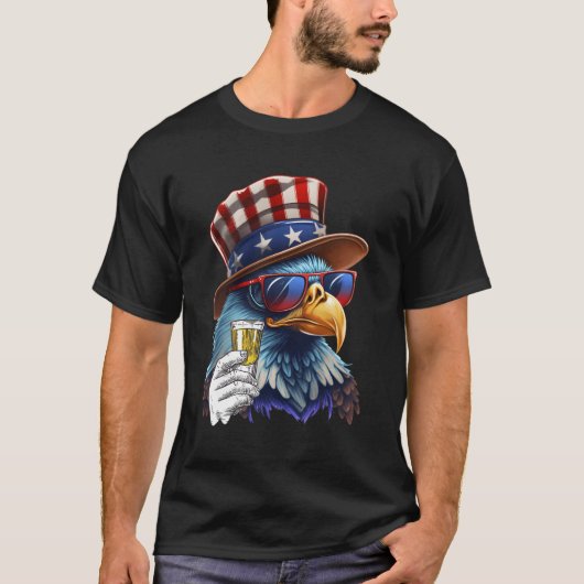 VS vlag Patriottische Eagle Zonnebril 4 juli BE T-shirt (Voorkant)