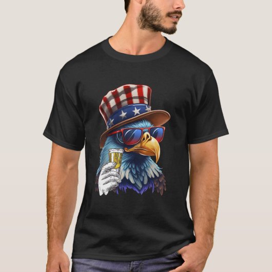 VS vlag Patriottische Eagle Zonnebril 4 juli BE T-shirt (Voorkant)