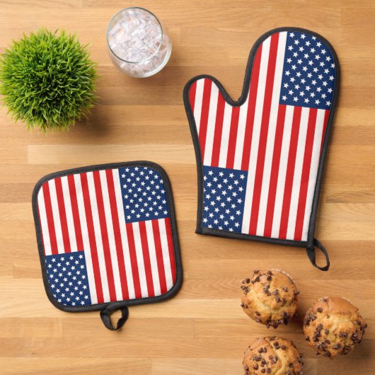 VS Vlag patroon BBQ Oven Mitt en Pothouders Ovenwant & Pannenlap Set (Top down)