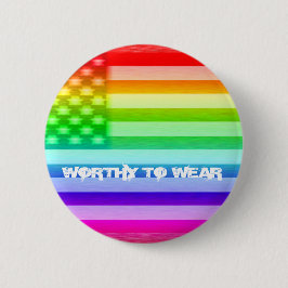 VS-vlag regenboog - goed Draag Ronde Button 5,7 Cm