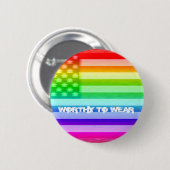 VS-vlag regenboog - goed Draag Ronde Button 5,7 Cm (Voorkant /achterkant)