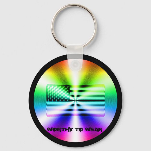 VS-vlag regenboogschild - Draag Sleutelhanger (Voorkant)