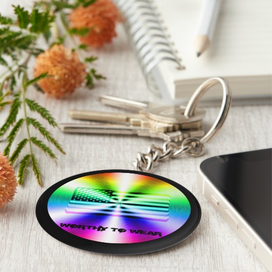 VS-vlag regenboogschild - Draag Sleutelhanger (Zijkant)