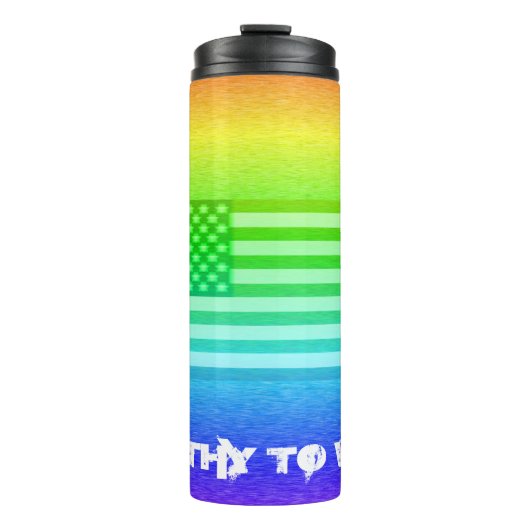 VS-vlag regenboogschild - Draag Thermosbeker (Voorkant)