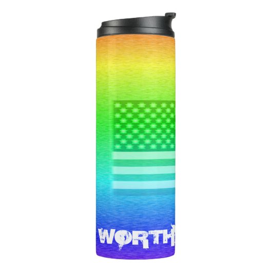 VS-vlag regenboogschild - Draag Thermosbeker (Gedraaid links)