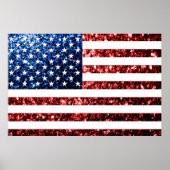 VS-vlag rood en blauw glinstert glitters Poster (Voorkant)