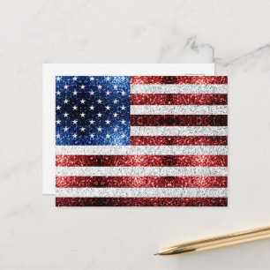 VS-vlag rood wit blauw glinstert glitters Briefkaart