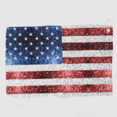 VS-vlag rood wit blauw glinstert glitters Golfhanddoek (Horizontaal)