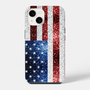 VS-vlag rood wit blauw glinstert glitters iPhone 14 Hoesje