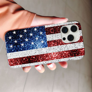 VS-vlag rood wit blauw glinstert glitters iPhone 16 Pro Max Hoesje