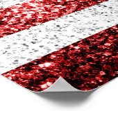 VS-vlag rood wit blauw glinstert glitters Poster (Hoek)