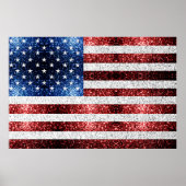 VS-vlag rood wit blauw glinstert glitters Poster (Voorkant)