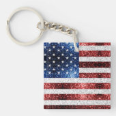 VS-vlag rood wit blauw glinstert glitters Sleutelhanger (Voorkant)