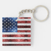 VS-vlag rood wit blauw glinstert glitters Sleutelhanger (Achterkant)