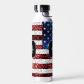 VS-vlag rood wit blauw glitters glinstert Monogram Waterfles (Links)