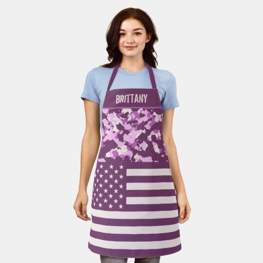 VS-vlag Roze Camo Aangepast Schort (Gedragen)