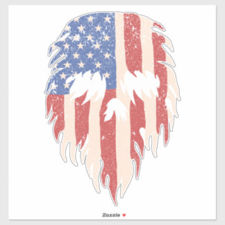 VS-vlag Schedel Baard | Gedesoriëerde Patriottisch Sticker