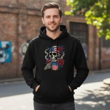 VS Vlag Schedel en Rozen Coffee Hoodie Ontwerp