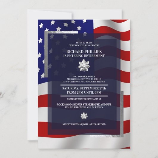 VS-vlag/Silver Oak Leaf: Militaire Pensioenpartij Kaart (Voorkant)