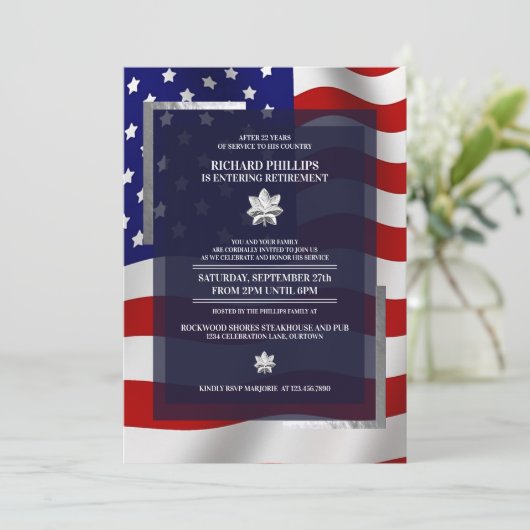 VS-vlag/Silver Oak Leaf: Militaire Pensioenpartij Kaart (Staand voorkant)