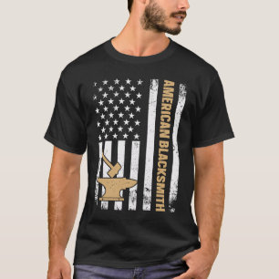 VS Vlag Smederij Aambeeld & Hamer Amerikaanse Zwar T-shirt