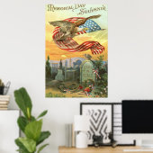 VS Vlag Steenarend Begraafplaats Grafsteen Krans Poster (Thuiskantoor)