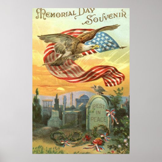 VS Vlag Steenarend Begraafplaats Grafsteen Krans Poster (Voorkant)