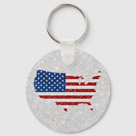 VS-vlag sterren & strepen 4 juli glitter Sleutelhanger (Voorkant)