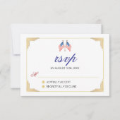 VS Vlag Thema Minimalistische Huwelijksreactie Kaa RSVP Kaartje (Voorkant)