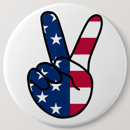VS-vlag V-teken Ronde Button 6,0 Cm (Voorkant)