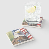 VS Vlag Vrijheid Adelaar Motiverend Inspirerend Stenen Onderzetter (Zijkant)