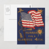 VS Vlag Vuurwerk Explosie 4 juli Briefkaart (Voorkant / Achterkant)