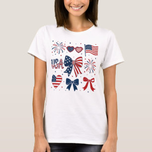 VS-vlag Vuurwerk Strikken Patriottisch 4 juli Coqu T-shirt