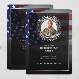 VS-vlag | Zilveren laurierblad | Luxe pensionering Kaart