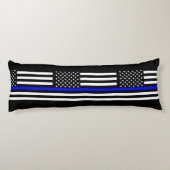 VS vlag zwart en wit dun blauw decor Lichaamskussen (Achterkant)