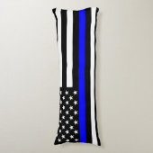 VS vlag zwart en wit dun blauw decor Lichaamskussen (Voorkant Verticaal)